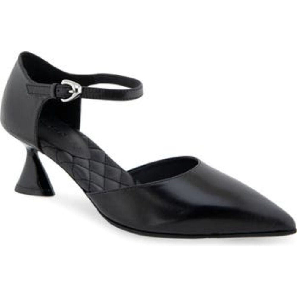 Aerosoles January Ankle Strap Pointed Toe Pump 8.5 Black Leather